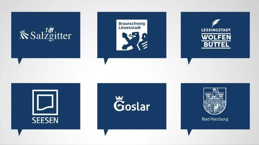 Bild: © LIO Design Die Logos der Städte, in denen in diesem Jahr Sanierungen stattfinden.