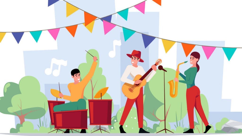 Bild: © ONYXprj Eine Musikband als Zeichnung dargestellt.