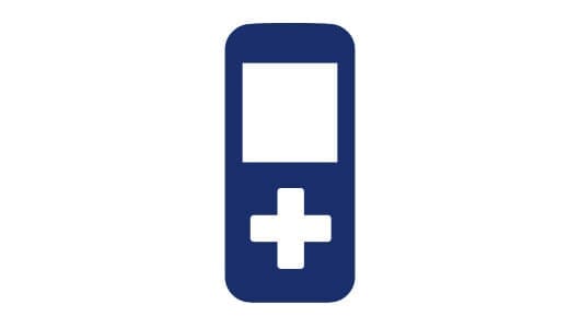 Symbol: Mobiltelefon mit abgebildetem Notruf-Kreuz