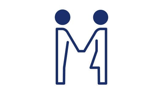 Symbol: Menschen, Mann und Frau, halten sich an den Händen