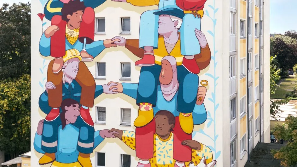 Bild: © Verena Meier Ein Wandgemälde an einer Hauswand im Queckenberg, Braunschweig.