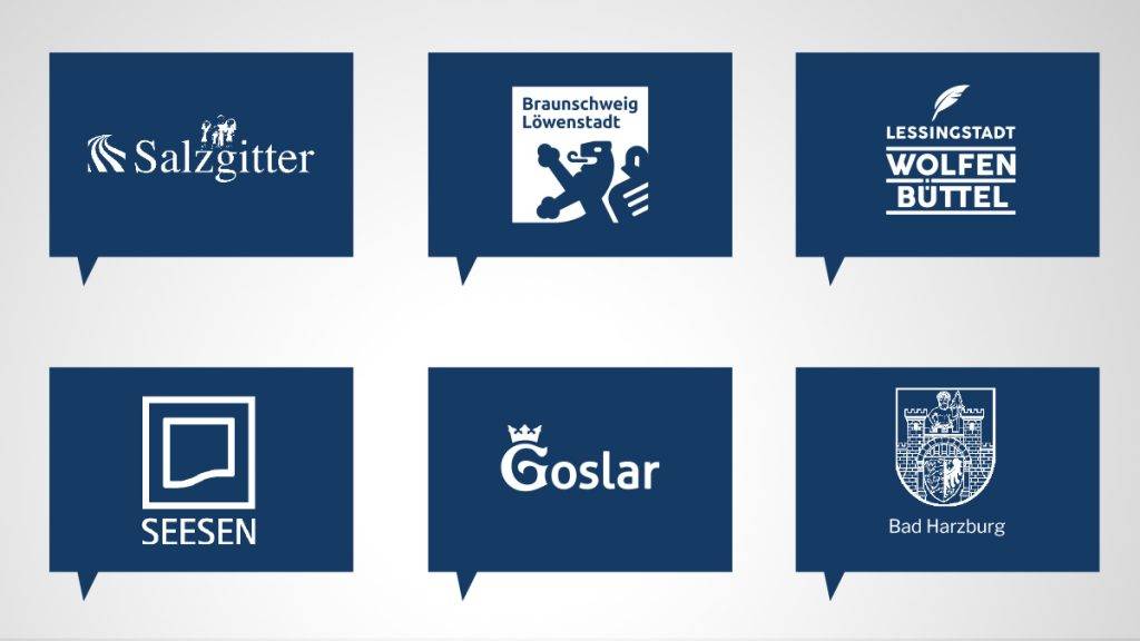 Bild: © LIO Design Die Logos der Städte, in denen in diesem Jahr Sanierungen stattfinden.