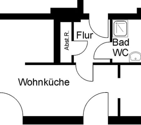 Bild: © WEDERAUFBAU Grundrissbeispiel einer 1-Zimmerwohnung im Betreuten Wohnen Juliusstraße.