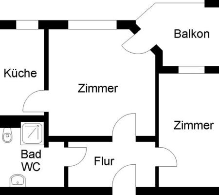 Bild: © WIEDERAUFBAU Grundrissbeispiel einer 2-Zimmer-Wohnung mit Balkon im Betreuten Wohnen Vechelde.
