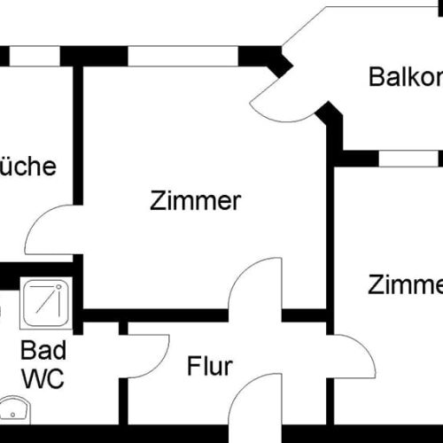 Bild: © WIEDERAUFBAU Grundrissbeispiel einer 2-Zimmer-Wohnung mit Balkon im Betreuten Wohnen Vechelde.