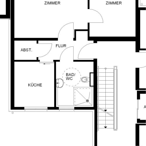 Bild: WIEDERAUFBAU Grundrissbeispiel einer 2-Zimmer-Wohnung mit Terrasse im Betreuten Wohnen Querum.