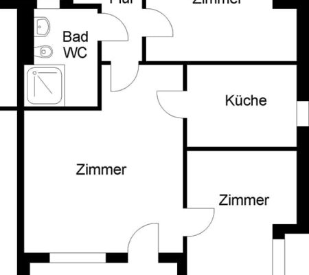 Bild: © WIEDERAUFBAU Grundrissbeispiel einer 2-Zimmer-Wohnung mit Balkon im Betreuten Wohnen Cremlingen.
