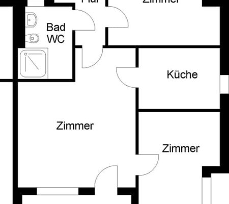 Bild: © WIEDERAUFBAU Grundrissbeispiel einer 2-Zimmer-Wohnung mit Balkon im Betreuten Wohnen Cremlingen.