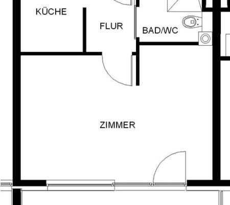 Bild: © WIEDERAUFBAU Grundrissbeispiel einer 1-Zimmer-Wohnung mit Balkon im Betreuten Wohnen Goslar.
