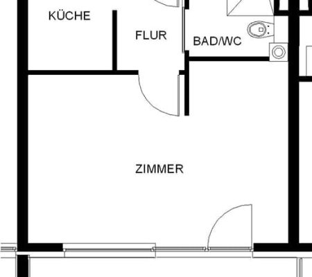 Bild: © WIEDERAUFBAU Grundrissbeispiel einer 1-Zimmer-Wohnung mit Balkon im Betreuten Wohnen Goslar.