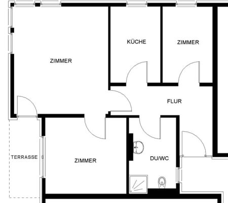 Bild: © WIEDERAUFBAU Grundrissbeispiel einer 3-Zimmer-Wohnung mit Terrasse im Betreuten Wohnen Schöppenstedt.