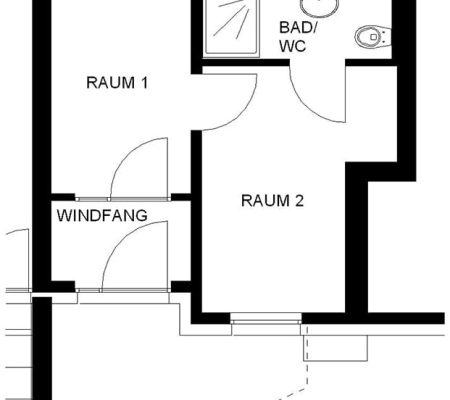 Bild: © WIEDERAUFBAU Grundrissbeispiel einer 2-Raum-Wohnung des Betreuten Wohnen Vechelde.
