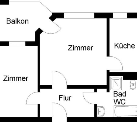 Bild: © WIEDERAUFBAU Grundrissbeispiel einer 2-Zimmer-Wohnung im Wohnen mit Zukunft Cachanring, Vechelde.