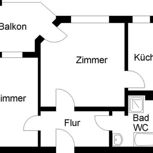 Bild: © WIEDERAUFBAU Grundrissbeispiel einer 2-Zimmer-Wohnung im Wohnen mit Zukunft Cachanring, Vechelde.