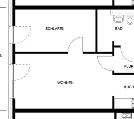 Bild: © WIEDERAUFBAU Grundrissbeispiel einer 2-Zimmer-Wohnung mit Balkon im Betreuten Wohnen in Isenbüttel.