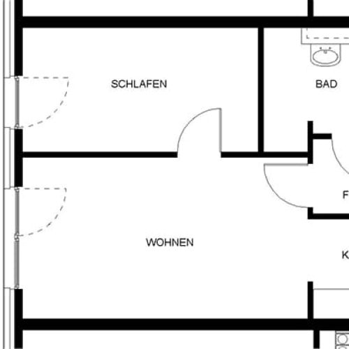 Bild: © WIEDERAUFBAU Grundrissbeispiel einer 2-Zimmer-Wohnung mit Balkon im Betreuten Wohnen in Isenbüttel.