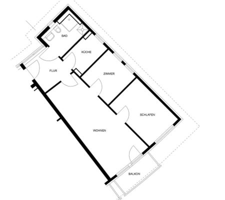 Bild: © WIEDERAUFBAU Grundrissbeispiel einer 3-Zimmer-Wohnung mit Balkon im Betreuten Wohnen Braunschweig-Weststadt.