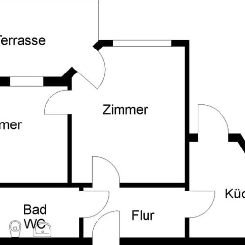Bild: © WIEDERAUFBAU Grundrissbeispiel einer 2-Zimmer-Wohnung mit Terrasse im Betreuten Wohnen Cachanring, Vechelde.