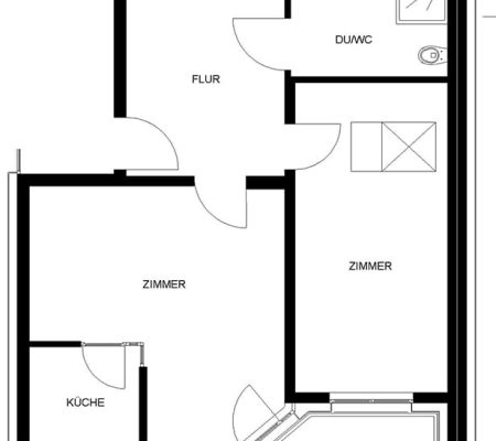 Bild: © WIEDERAUFBAU Grundrissbeispiel einer 2-Zimmer-Wohnung mit Balkon im Betreuten Wohnen Wolfenbüttel.