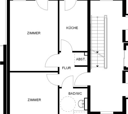 Bild: © WIEDERAUFBAU Grundrissbeispiel einer 2 Zimmer Wohnung mit Balkon im Betreuten Wohnen Querum.