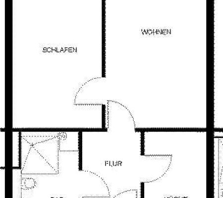 Bild: © WEDERAUFBAU Grundrissbeispiel einer 2-Zimmer Wohnung mit Balkon und begehbarer Dusche.