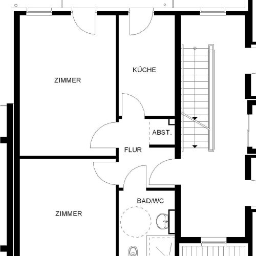 Bild: © WIEDERAUFBAU Grundrissbeispiel einer 2 Zimmer Wohnung mit Balkon im Betreuten Wohnen Querum.