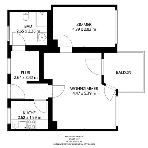 Grundriss mit Abmessungen